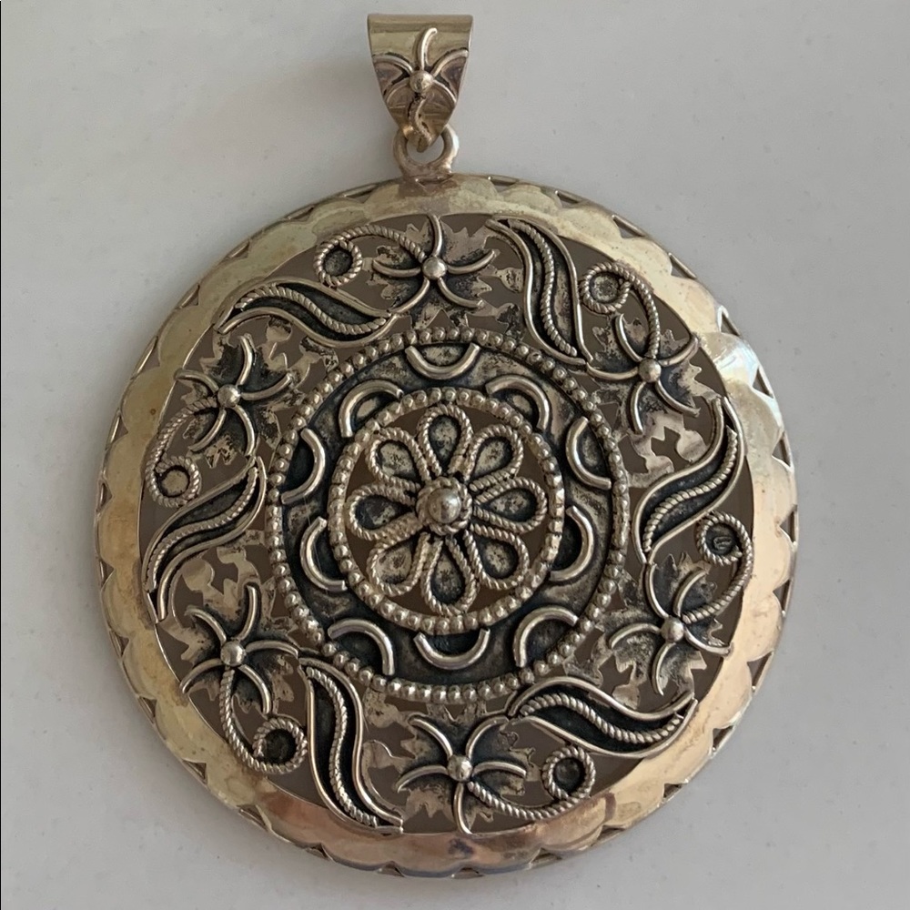 Large Round Sterling Silver Pendant